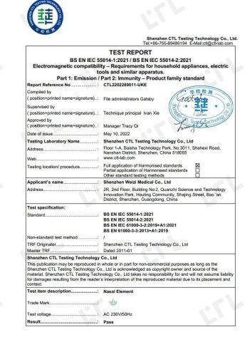 UKCA certificate certificate from Shenzhen Weizi Health Co., Ltd
