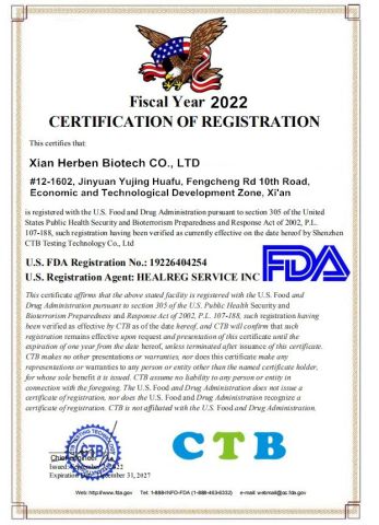 FDA certificate of Shaanxi Lymall Bpanda Tech Co., Ltd. – certificate photo, supplier certificates section