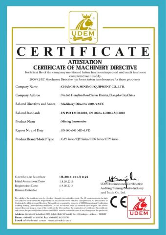 CE Certification certificate of Changsha Mining Equipment Co., Ltd. – certificate photo, supplier certificates section