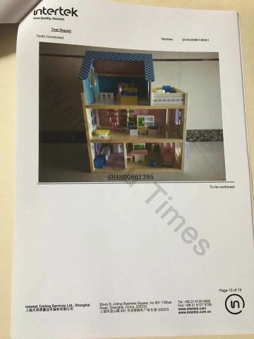 EN71 for Dollhouse certificate from WENZHOU TIMES ARTS&CRAFTS CO., LTD.