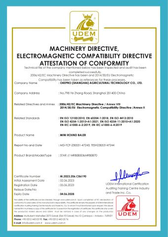 CE certificate from Okepro (Shanghai) Agricultural Technology Co., Ltd