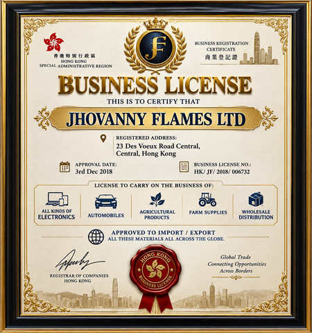 Business License certificate of Jhovanny D Flames – certificate photo, supplier certificates section