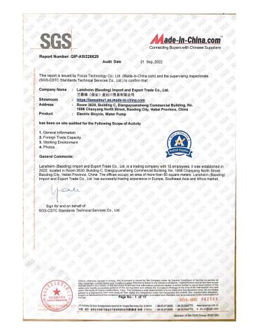 SGS certificate from Landsem Baoding Import and Export Trading Co., Ltd.