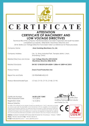 CE certificate of Jinan Chenyang Technology Co., Ltd. – certificate photo, supplier certificates section