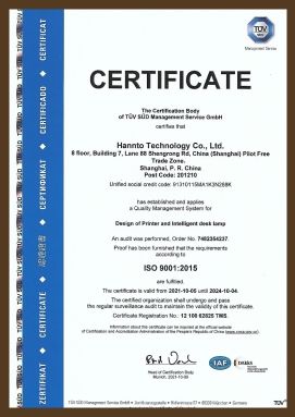 Our certificate certificate from Hannto Technology Co., Limited