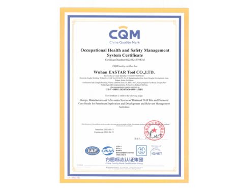 ISO45001 Certificate certificate from Wuhan Eastar Tool Company Limited