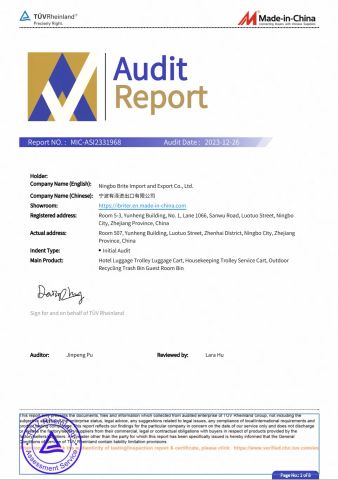 TUV certification certificate from Ningbo Brite Import and Export Co., Ltd.