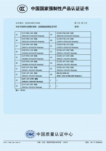 CCC certificate certificate from Foshan Rays Lighting Technology Co., Ltd