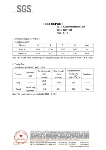 TEST REPORT certificate of Shandong Huayou Steel Co., Ltd. – certificate photo, supplier certificates section