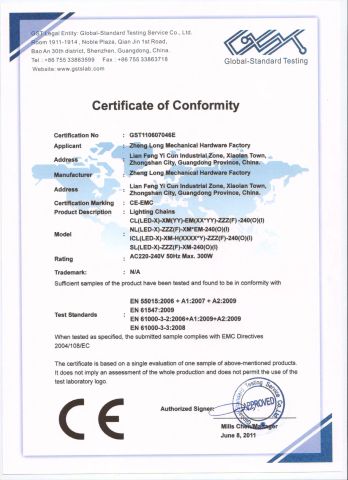 CE certificate from Zhongshan Longshine Zhenglong Heavy Industry Machinery Co., Ltd.