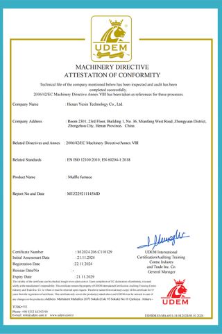 CE certificate from Henan Yexin Technology Co., Ltd.