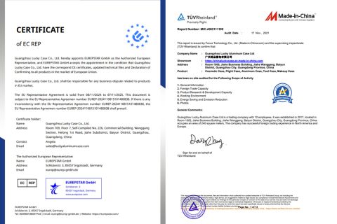 Certificates certificate from Guangzhou Lucky Aluminum Case Ltd