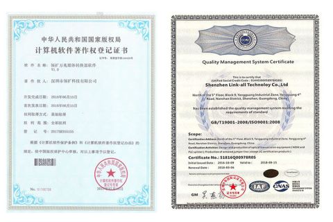 ISO certificate from Shenzhen Link-All Technology Co., Ltd.
