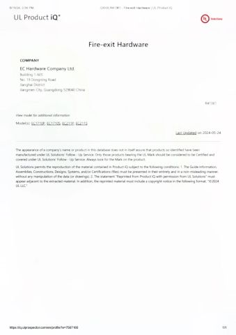 UL CERTIFICATES certificate from EC Hardware Co., Ltd.