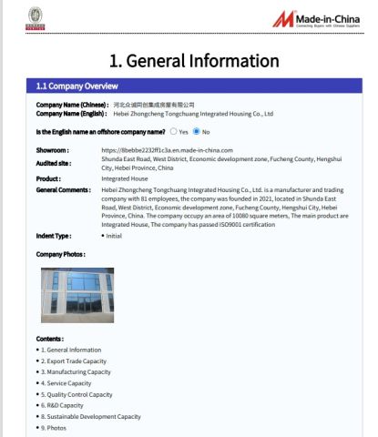 BV certificate from Hebei Zhongcheng Tongchuang Integrated Housing Co., Ltd
