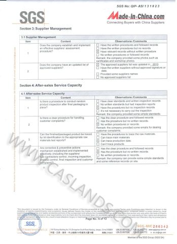 SGS Factory Audit Report 6 certificate from Foshan Casland Garments Co., Ltd.
