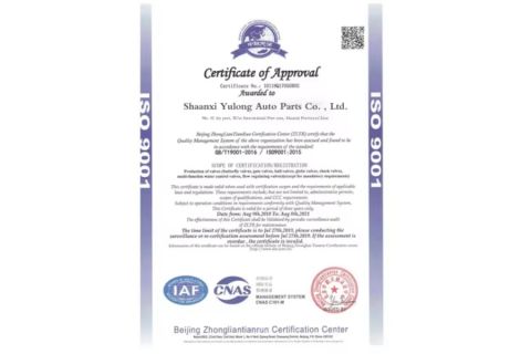 zs certificate of Shaanxi Yulong Auto Parts Co., Ltd – certificate photo, supplier certificates section