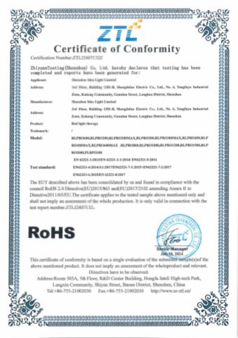 RoHS certificate from Shenzhen Creek Technology Co., Ltd.