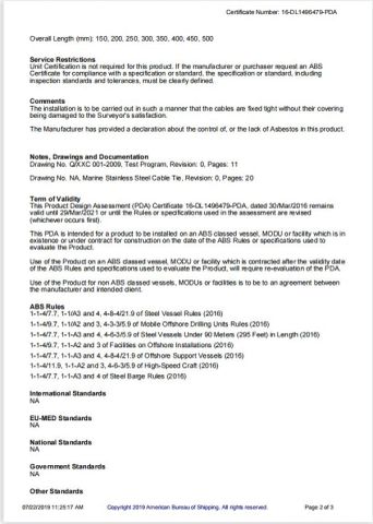 TA Certificate -2 certificate of Yueqing Xinxing Cable Accessories Co., Ltd. – certificate photo, supplier certificates section