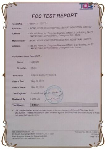 Certificate of Light Tree certificate from Guangdong Songtao Co., Ltd.