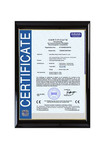 CE Certificate of Dual-head Diaphragm Pump certificate from Shenzhen Keyto Fluid Technology Co., Ltd.