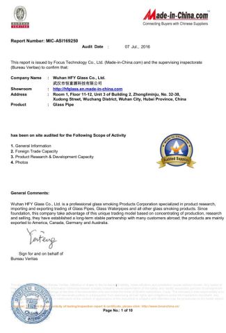 Certificate of made in china certificate from HF GLASS PRODUCTS CO., LIMITED