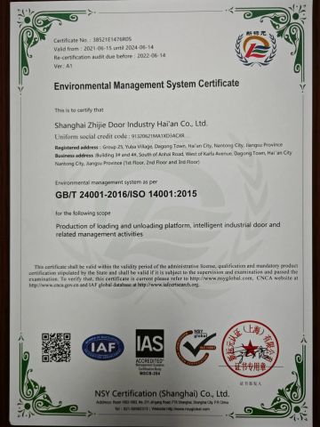 Environmental Management System Certificate certificate from Dongtai Geajie Intelligent Equipment Co., Ltd