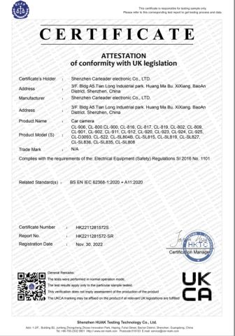 UKCA Certificate certificate from Shenzhen Carleader Electronic Co., Ltd