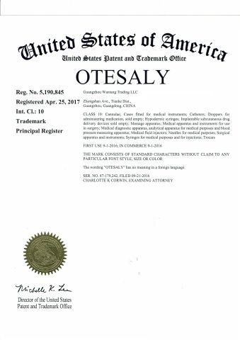USA Trademark certificate from Hangzhou Hafiller Medical Technology Co., Ltd.