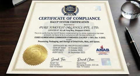 HACCP certificate from Fresh Produce LN