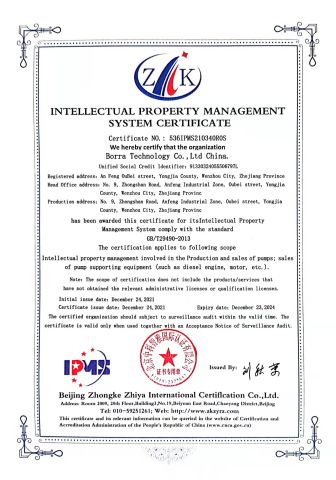 Intellectual property management system certification certificate certificate from Borra Technology Co., Ltd.