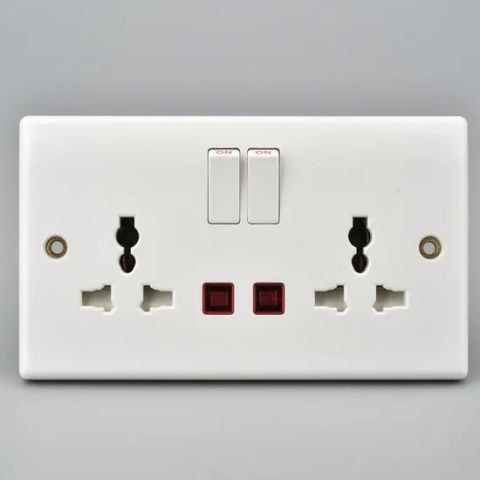 Double 13A Multi Wall Power Socket 2 Gang Switch Socket with Neon from ...