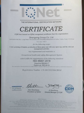ISO 45001:2018 certificate of Sunrise Group Co., Ltd. – certificate photo, supplier certificates section
