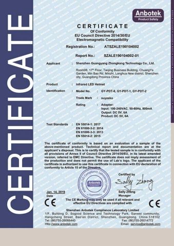 CE certificate from Shenzhen Guangyang Zhongkang Technology Co., Ltd.