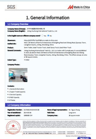 SGS certificate from Jining Huahang International Trade Co., Ltd.