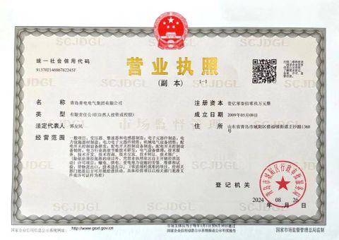 Business license certificate from Qingdao Qingdian Electric Group Co., Ltd.
