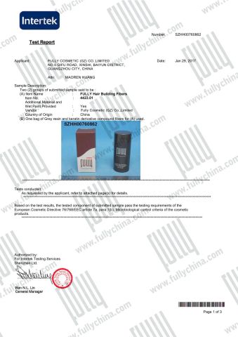 FULLY MICROBIOLOGICAL TEST certificate from Fully Cosmetic (GZ) Co., Limited