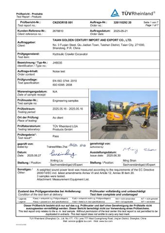 TUV JH8035 certificate from Taian Jiahe Engineering Machinery Co., Ltd.