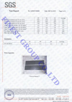 SGS Fire Rating certificate from QINGDAO FINEST INDUSTRY CO., LTD.