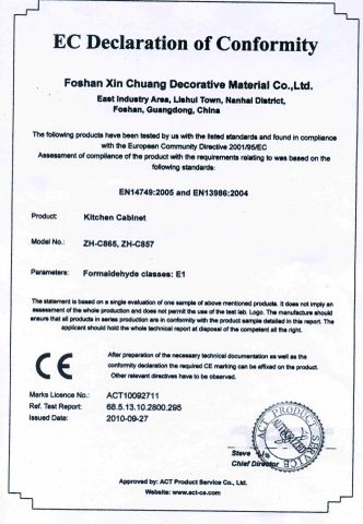 CE Certificate certificate from GUANGDONG XIN CHUANG NEW MATERIAL TECHNOLOGY CO., LTD.