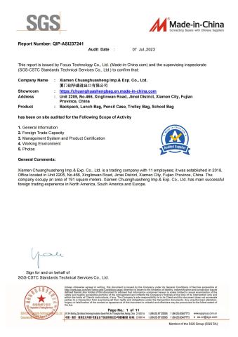 SGS Certificate certificate from Xiamen Chuanghuasheng Imp.& Exp.Co., Ltd.