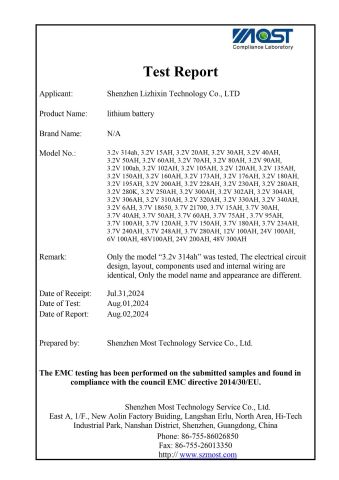 Test Report certificate of Shenzhen Lizhixin Technology Co., Ltd – certificate photo, supplier certificates section
