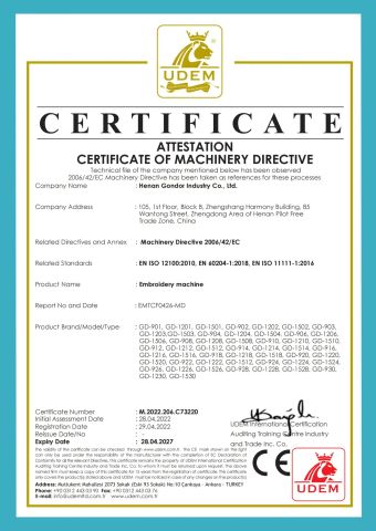 CE certificate from Henan Gondor Machinery Co., Ltd.
