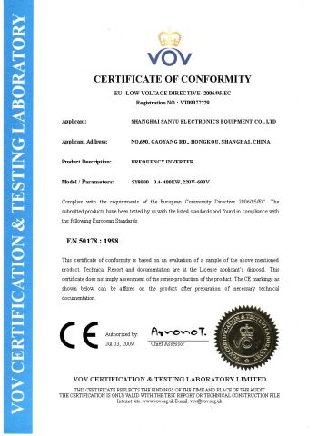 frequency inverter ce certificate certificate of Shanghai Sanyu Industry Co., Ltd. – certificate photo, supplier certificates section