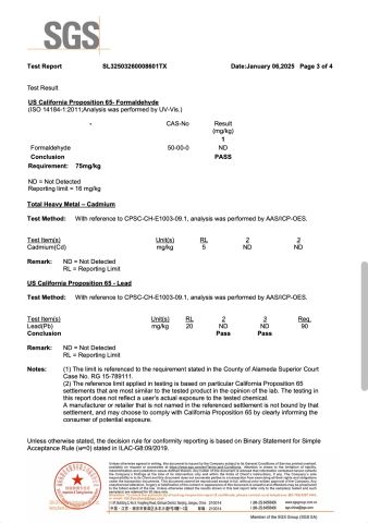 CA Prop65 certificate of Suzhou A Plus Textiles Company Limited – certificate photo, supplier certificates section