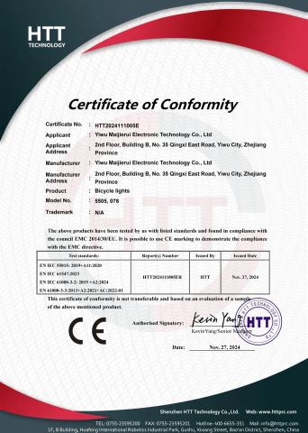 078CE certificate from Yiwu Maijierui Electronic Technology Co., Ltd.