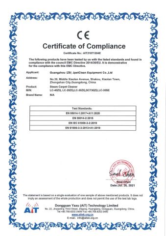 steam cleaner certificate from Guangzhou JpetClean Equipment Co.,Ltd