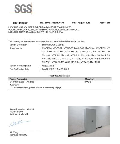 SGS Certification certificate from Luoyang Mas Younger Export and Import Company (Ltd.)