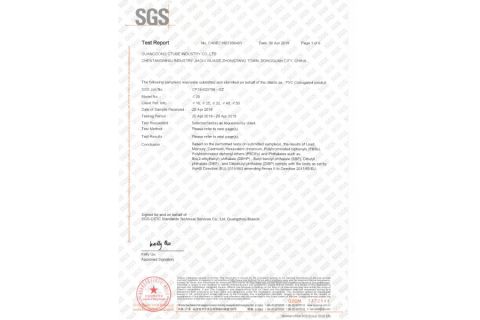 SGS certificate from Guangdong Ctube Industry Co., Ltd.