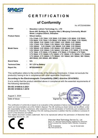 CERTIFIC ATIO N of Conformity certificate of Shenzhen Lizhixin Technology Co., Ltd – certificate photo, supplier certificates section